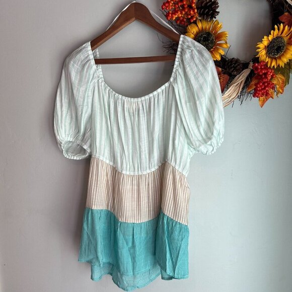 Perch Blu Pepper Womens Lightweight Tiered Top 2X Colorblock - Picture 5 of 8